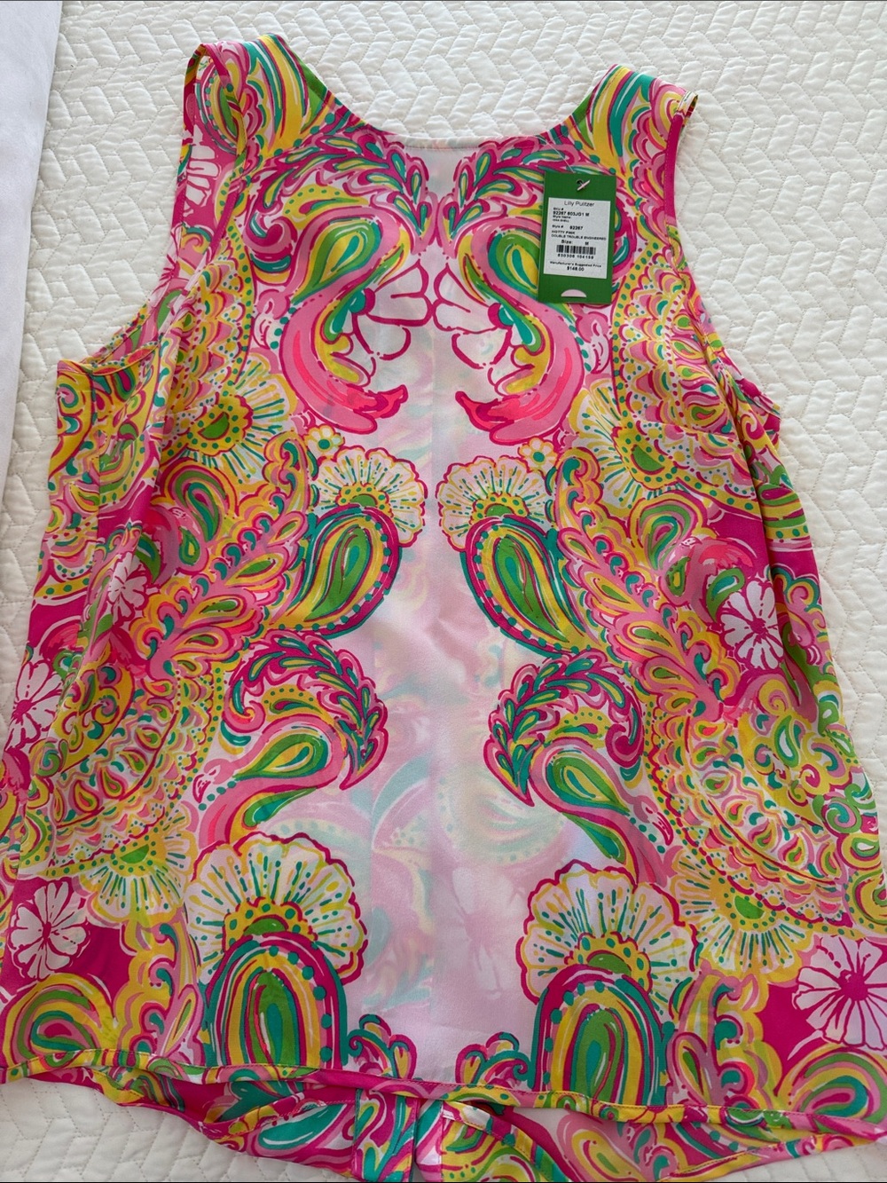 Lilly Pulitzer Sleeveless Pink Multi-Color Paisley Print Top